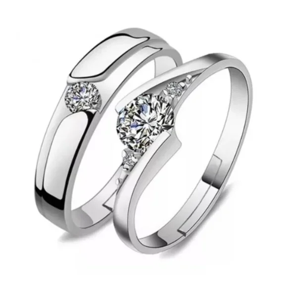 2 Rings 925 Sterling Silver Ring Crossed Simple Minimalist Engagement Rings Open - Picture 2 of 3